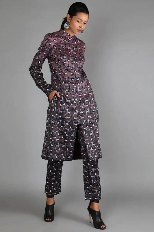 MERLOT OMBRE GEOMETRIC DAMASK PRINT JACKET WITH GEOMETRIC DAMASK PRINT PANT Cozy Jogger Leggings MERLOT OMBRE GEOMETRIC DAMASK PRINT JACKET WITH GEOMETRIC DAMASK PRINT PANT Cozy Jogger Leggings