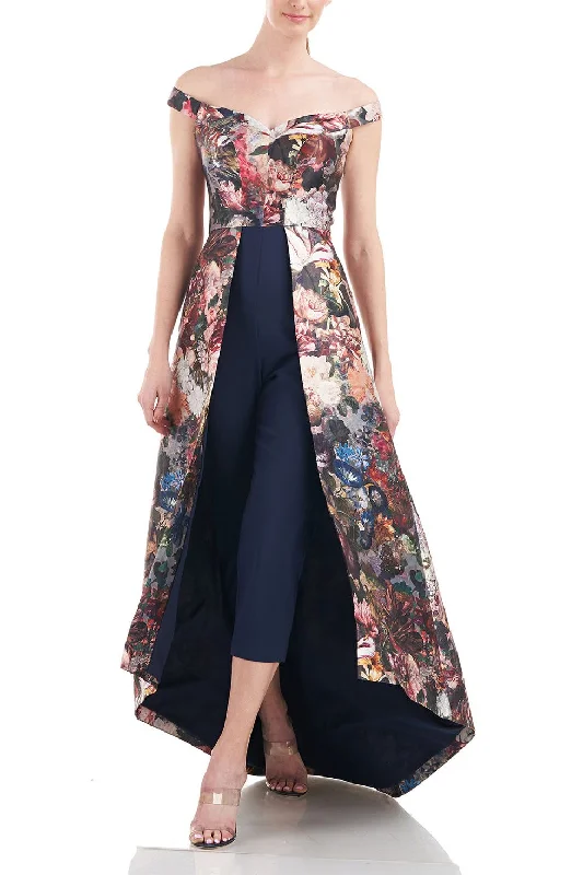 Off Shoulder Sleeveless High Low Hem Mikado Skirt with Stretch Crepe Pant Slim Fit Casual Pants Off Shoulder Sleeveless High Low Hem Mikado Skirt with Stretch Crepe Pant Slim Fit Casual Pants