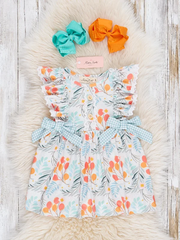 Botanical Blue Gingham Ruffle Dress Tunics Versatile functional