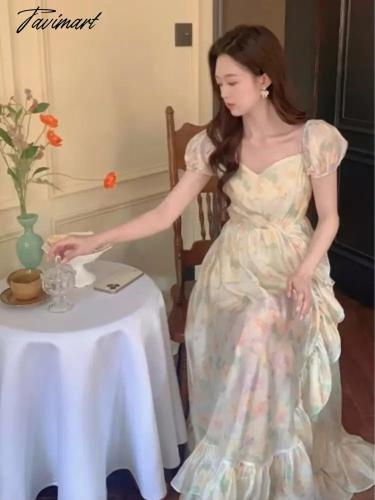 Tavimart Summer Floral Korean Style Ruffles Dress Women Print Vintage Sweet Cute Fairy Dress Boho Casual France Evening Party Dress Tunics Favorite customer Tavimart Summer Floral Korean Style Ruffles Dress Women Print Vintage Sweet Cute Fairy Dress Boho Casual France Evening Party Dress Tunics Favorite customer