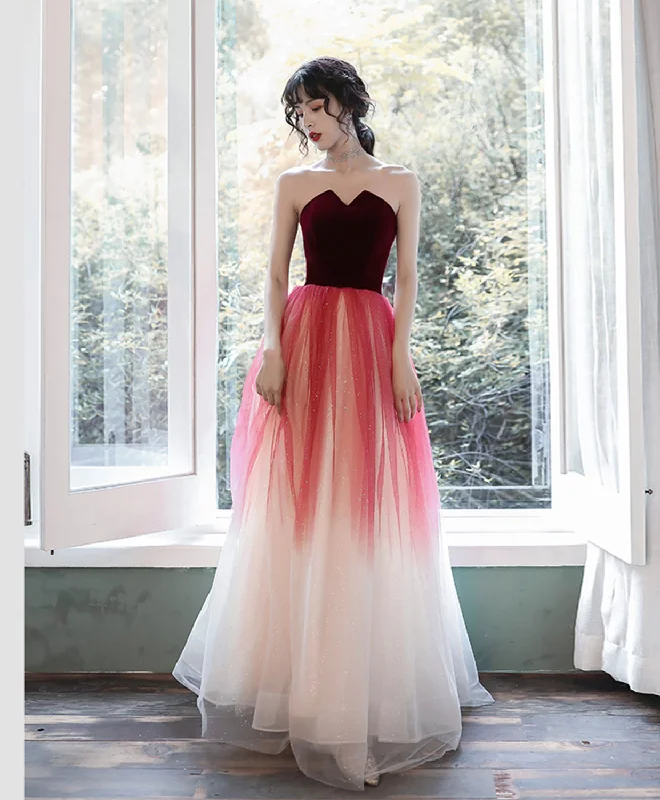 A-Line Tulle Burgundy Long Prom Dresses, Burgundy Formal Party Dress Tunics Custom made A-Line Tulle Burgundy Long Prom Dresses, Burgundy Formal Party Dress Tunics Custom made
