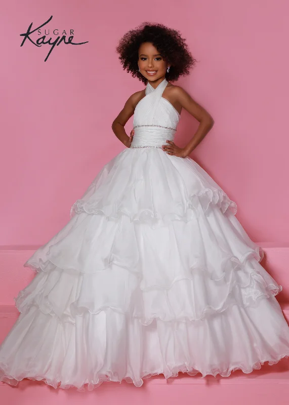 Sugar Kayne C305 Ruffled Layers Girls Preteens Pageant Dress Ball Gown Cape Halter Formal Dress Maxi Flowy Bohemian Sugar Kayne C305 Ruffled Layers Girls Preteens Pageant Dress Ball Gown Cape Halter Formal Dress Maxi Flowy Bohemian