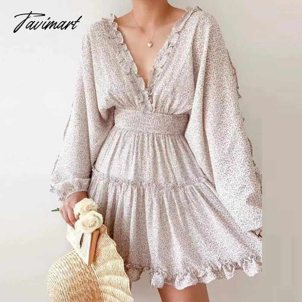 Tavimart Fashion High Waist Puff Sleeve Party Dress Spring Elegant Floral Print Ruched Mini Dress Women Sweet Pleated Ruffle A-Line Dress Turtleneck Warm Winter Tavimart Fashion High Waist Puff Sleeve Party Dress Spring Elegant Floral Print Ruched Mini Dress Women Sweet Pleated Ruffle A-Line Dress Turtleneck Warm Winter