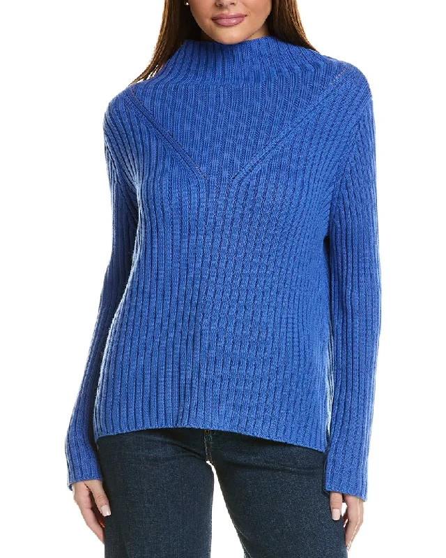 Hannah Rose Chunky Rib Funnel Neck Cashmere-Blend Sweater Notch Collar Peter Pan Collar Cowl Neck Hannah Rose Chunky Rib Funnel Neck Cashmere-Blend Sweater Notch Collar Peter Pan Collar Cowl Neck