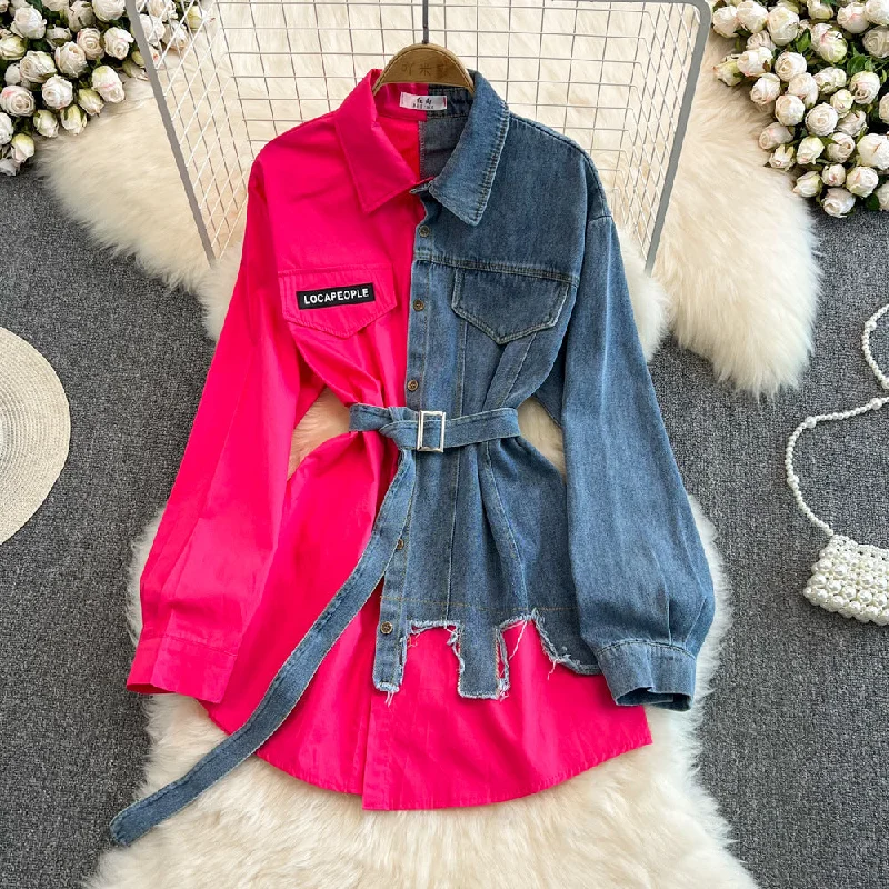 In Stock 2023 Hot Sale Splicing Lapel Dress New Design Patchwork Jacket Women Long Jeans Denim Top Shirt Ladies' Blouses Shirt Zippered Jacket Buttoned Jacket Snapped Jacket In Stock 2023 Hot Sale Splicing Lapel Dress New Design Patchwork Jacket Women Long Jeans Denim Top Shirt Ladies' Blouses Shirt Zippered Jacket Buttoned Jacket Snapped Jacket