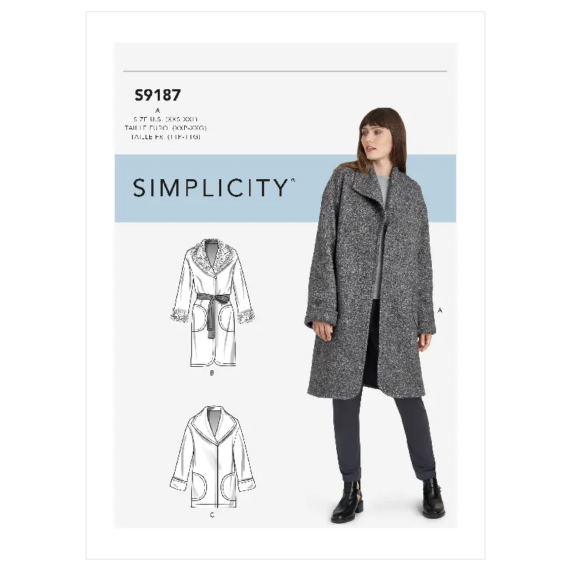 Simplicity Pattern 9187 Misses' Jacket & Coats Nylon Fabric Polyester Fabric Spandex Fabric Simplicity Pattern 9187 Misses' Jacket & Coats Nylon Fabric Polyester Fabric Spandex Fabric