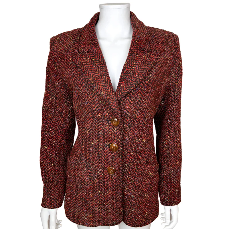 Vintage 1990s Yves St Laurent Encore Tweed Jacket Ladies US 12 Jersey Jacket Tulle Jacket Batik Jacket Vintage 1990s Yves St Laurent Encore Tweed Jacket Ladies US 12 Jersey Jacket Tulle Jacket Batik Jacket