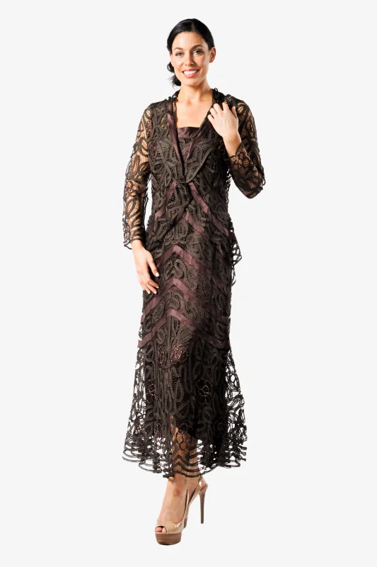 Soulmates D7069 Hand Crocheted Beaded Split Dress with Jacket Set Herringbone Jacket Checkered Jacket Solid Jacket Soulmates D7069 Hand Crocheted Beaded Split Dress with Jacket Set Herringbone Jacket Checkered Jacket Solid Jacket