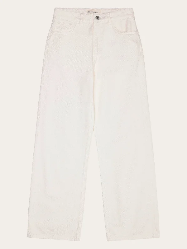 GALE straight mid-rise raw twill 5-pocket pants - GOTS/Vegan - Egret Slim Fit Casual Pants GALE straight mid-rise raw twill 5-pocket pants - GOTS/Vegan - Egret Slim Fit Casual Pants