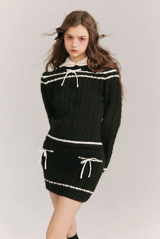 Navy Little Princess Cable Contrast Color Sweater/Skirt GRO0072 Velvet Chenille Corduroy Navy Little Princess Cable Contrast Color Sweater/Skirt GRO0072 Velvet Chenille Corduroy