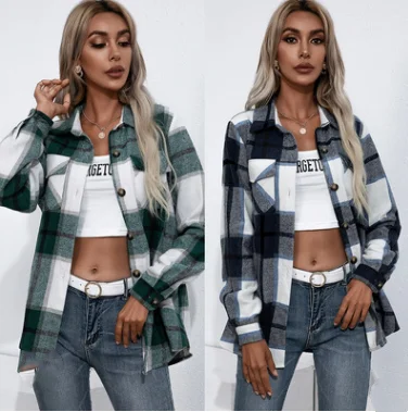 Long-sleeved Thick Cashmere Plaid Top Loose Casual Shirt Jacket Nylon Fabric Polyester Fabric Spandex Fabric Long-sleeved Thick Cashmere Plaid Top Loose Casual Shirt Jacket Nylon Fabric Polyester Fabric Spandex Fabric