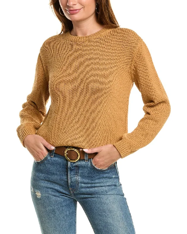 Theory Chunky Loop Sweater Denim Fabric Leather Fabric Suede Fabric