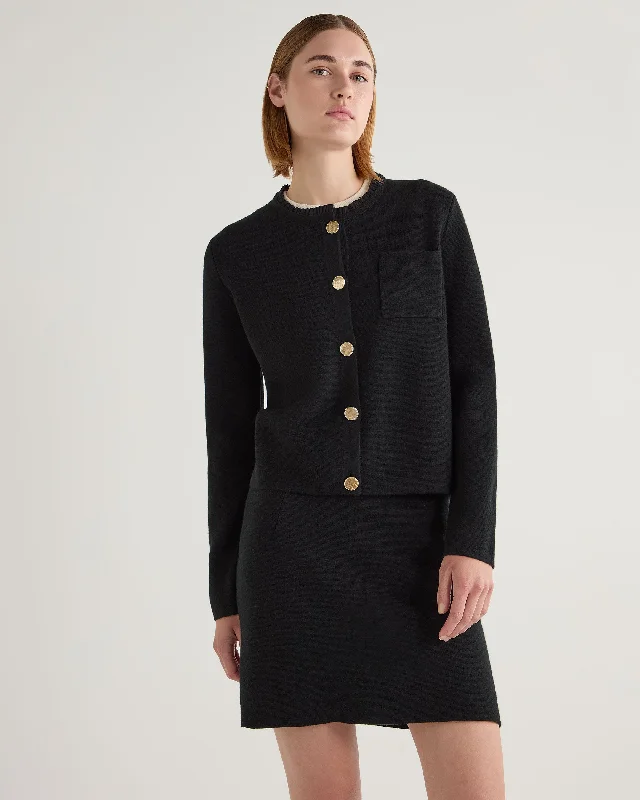 Women's Ruffle Collar Cashmere Jacket Black Snapped Jacket Toggled Jacket Drawstring Jacket Women's Ruffle Collar Cashmere Jacket Black Snapped Jacket Toggled Jacket Drawstring Jacket