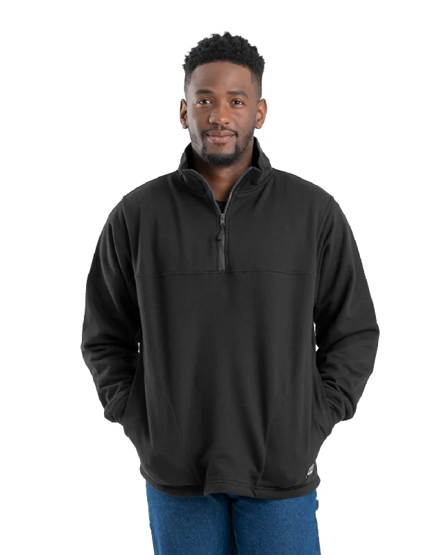 Berne Apparel Mens Heritage Thermal-Lined Black Cotton Blend 1/4 Zip Sweater Casual Formal Business Berne Apparel Mens Heritage Thermal-Lined Black Cotton Blend 1/4 Zip Sweater Casual Formal Business
