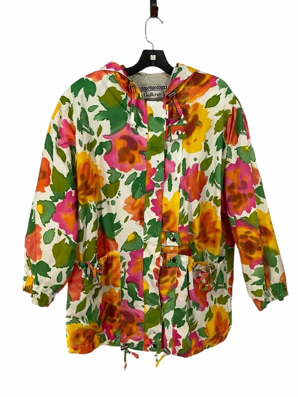 GALLERY Size M White multi color Print Jacket (Outdoor) A-Line Jacket Boat Neck Shawl Collar GALLERY Size M White multi color Print Jacket (Outdoor) A-Line Jacket Boat Neck Shawl Collar