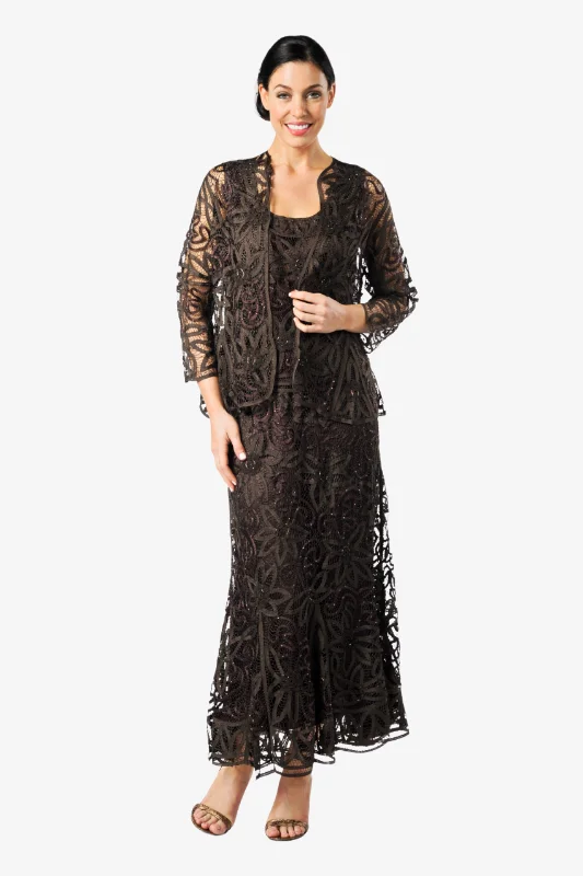 Soulmates D9122 Flower Embroidered Lace Jacket Top and Skirt Set Zip Front Button Front Snap Front Soulmates D9122 Flower Embroidered Lace Jacket Top and Skirt Set Zip Front Button Front Snap Front
