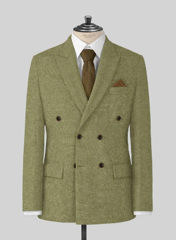 Naples Martini Green Tweed Jacket Welt Pockets Slit Pockets Flap Pockets