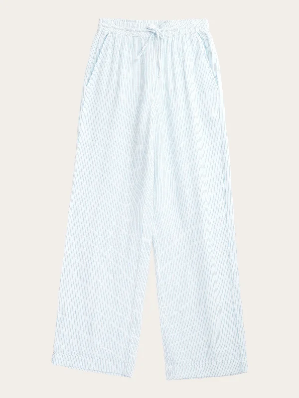 POSEY wide mid-rise double faced stripe pants - GOTS/Vegan - Blue stripe Elegant High-Waist Pants POSEY wide mid-rise double faced stripe pants - GOTS/Vegan - Blue stripe Elegant High-Waist Pants