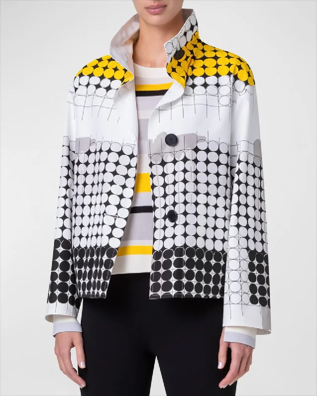 Skyscraper Facade Print Techno Taffeta Short Jacket Tailored Jacket Straight Jacket A-Line Jacket Skyscraper Facade Print Techno Taffeta Short Jacket Tailored Jacket Straight Jacket A-Line Jacket