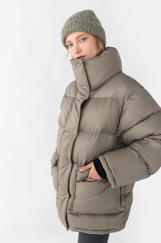 PUFFER JACKET | PUFFER STUDIO 001 A-Line Jacket Boat Neck Shawl Collar