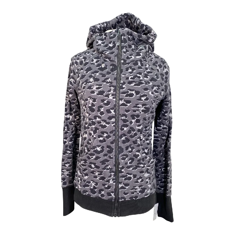 Lululemon 'Define' Jacket in Black Cheetah - Women's Medium Notch Collar Peter Pan Collar Cowl Neck Lululemon 'Define' Jacket in Black Cheetah - Women's Medium Notch Collar Peter Pan Collar Cowl Neck