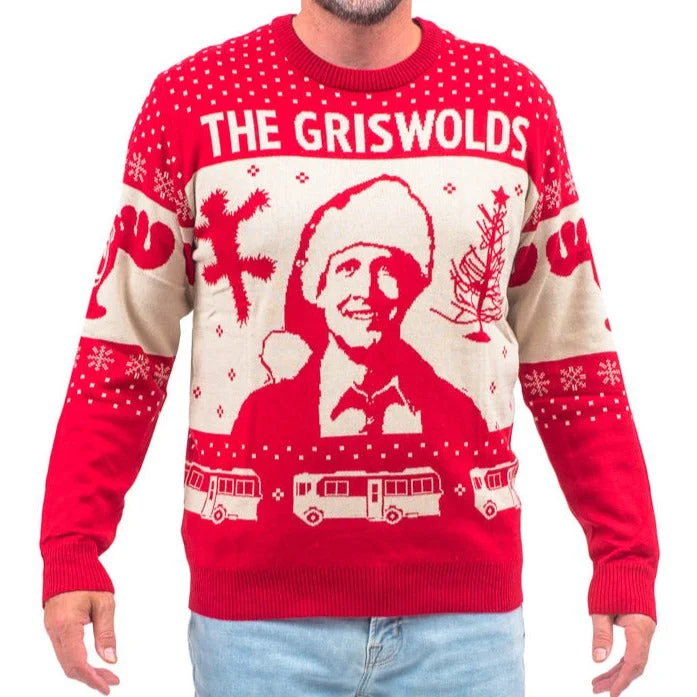 Christmas Vacation The Griswold's Threshold of Hell Clark Santa Hat Ugly Christmas Sweater Print Jacquard Patchwork Christmas Vacation The Griswold's Threshold of Hell Clark Santa Hat Ugly Christmas Sweater Print Jacquard Patchwork