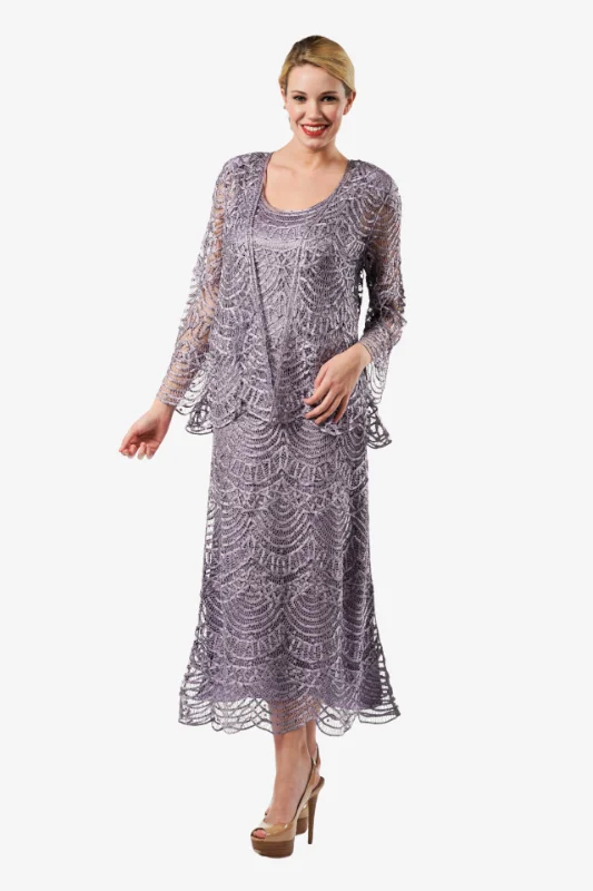 Soulmates C1062 Scallop Hand Crocheted Lace Dress with Jacket Set Knit Jacket Woven Jacket Fleece Jacket Soulmates C1062 Scallop Hand Crocheted Lace Dress with Jacket Set Knit Jacket Woven Jacket Fleece Jacket