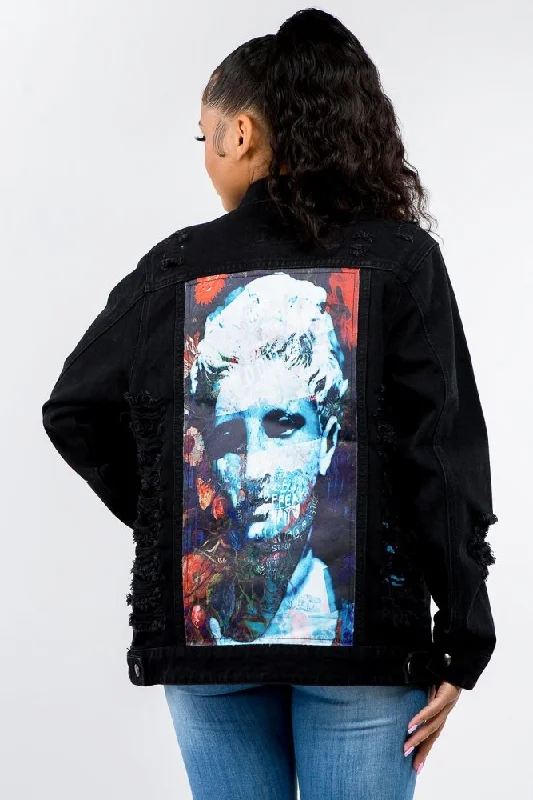 Button Up Distressed Black Denim Jacket Collared Jacket Crew Neck Jacket Turtle Neck Jacket Button Up Distressed Black Denim Jacket Collared Jacket Crew Neck Jacket Turtle Neck Jacket