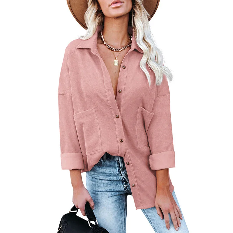 Casual Corduroy Button Down Shirts Women's Solid Color Long Sleeve Oversized Coat Jacket Fashion Blouses Tops Vintage Streetwear Faux Fur Jacket Real Fur Jacket Shearling Jacket Casual Corduroy Button Down Shirts Women's Solid Color Long Sleeve Oversized Coat Jacket Fashion Blouses Tops Vintage Streetwear Faux Fur Jacket Real Fur Jacket Shearling Jacket