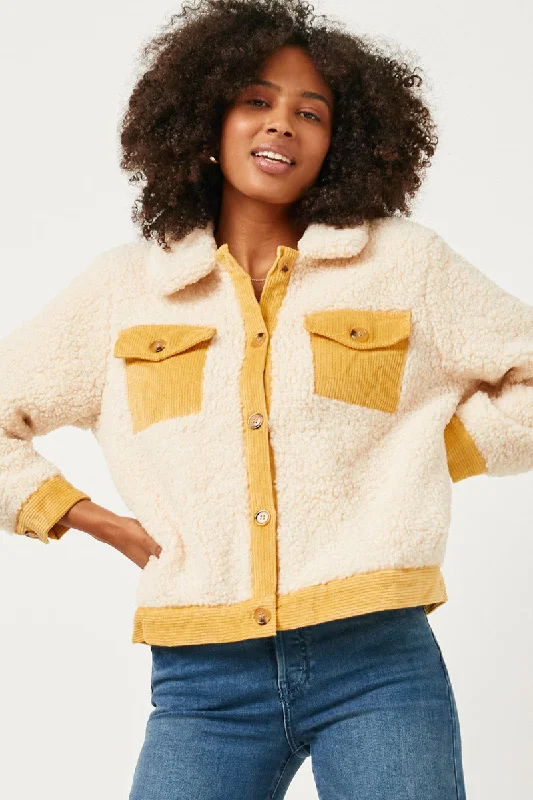 Contrast Corduroy Trimmed Button Up Sherpa Jacket Trench Coat Raincoat Waterproof Jacket Contrast Corduroy Trimmed Button Up Sherpa Jacket Trench Coat Raincoat Waterproof Jacket