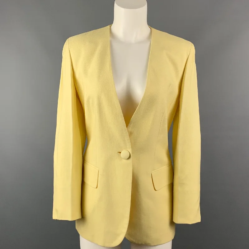 Vintage MOSCHINO COUTURE Size 8 Yellow Acetate Blend Jacket Faux Fur Fabric Real Fur Fabric Shearling Fabric Vintage MOSCHINO COUTURE Size 8 Yellow Acetate Blend Jacket Faux Fur Fabric Real Fur Fabric Shearling Fabric