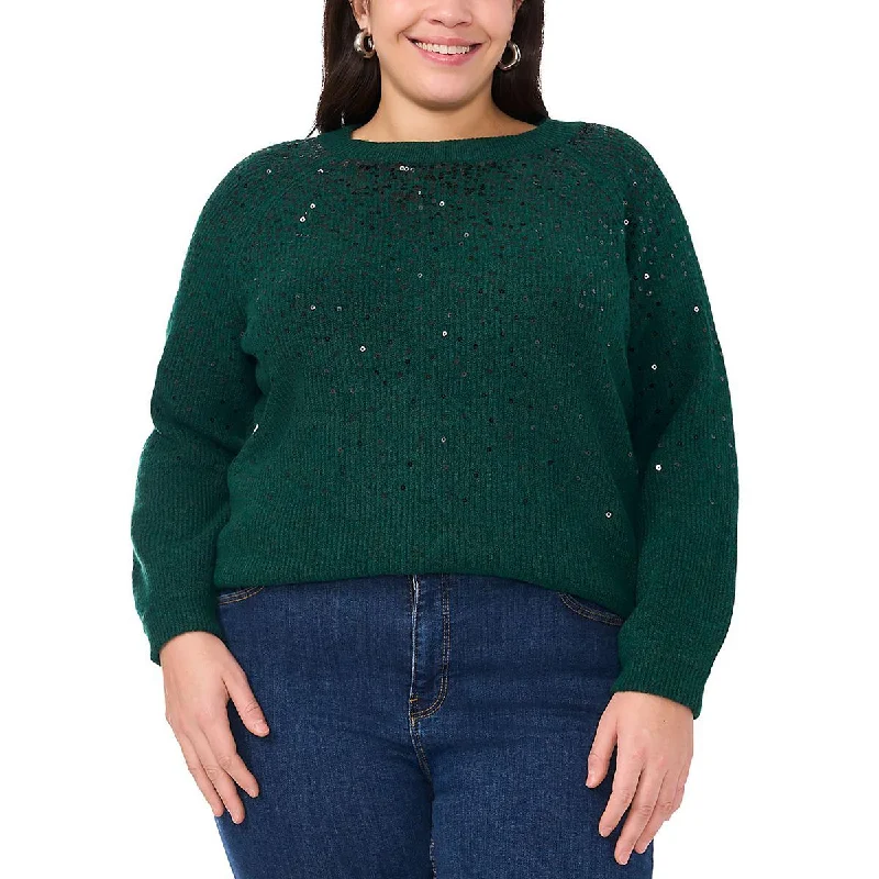 Vince Camuto Womens Mademoiselle Sequined Long Sleeve Crewneck Sweater Elegant Classic Vintage Vince Camuto Womens Mademoiselle Sequined Long Sleeve Crewneck Sweater Elegant Classic Vintage