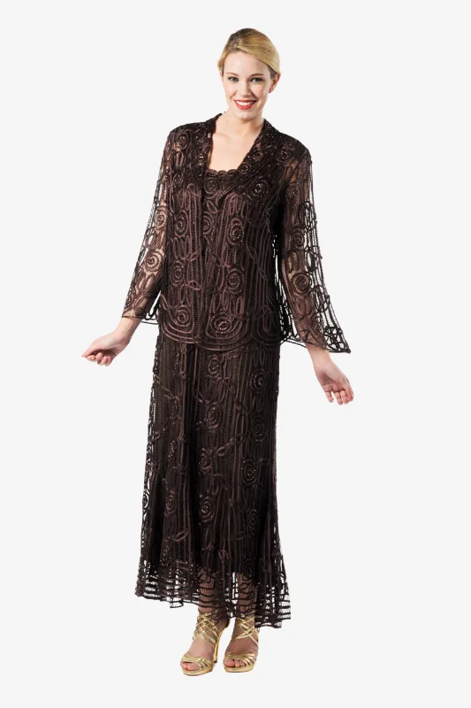 Soulmates C1068 Beaded Silk Lace Evening Jacket with Godet Dress Set Faux Fur Fabric Real Fur Fabric Shearling Fabric Soulmates C1068 Beaded Silk Lace Evening Jacket with Godet Dress Set Faux Fur Fabric Real Fur Fabric Shearling Fabric