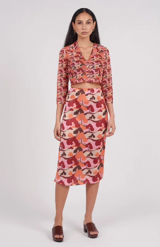 Another Girl - Tree Print Satin Skirt lightweight skirt design