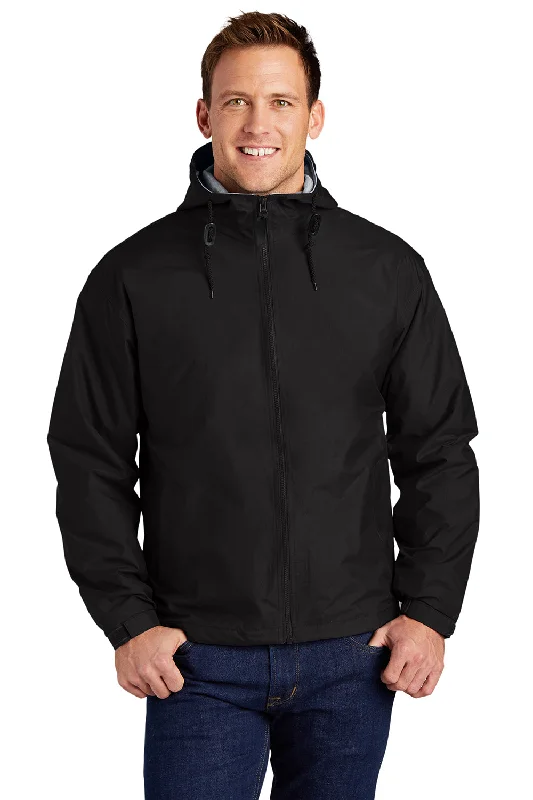 Port Authority Mens Team Wind & Water Resistant Full Zip Hooded Jacket - Black Collared Jacket Crew Neck Jacket Turtle Neck Jacket Port Authority Mens Team Wind & Water Resistant Full Zip Hooded Jacket - Black Collared Jacket Crew Neck Jacket Turtle Neck Jacket