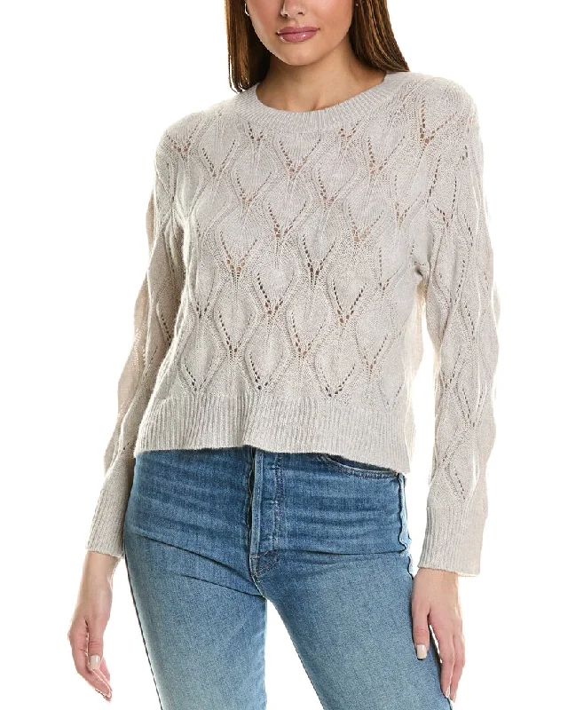 Autumn Cashmere Pointelle Cashmere Sweater Zippered Buttoned Snapped