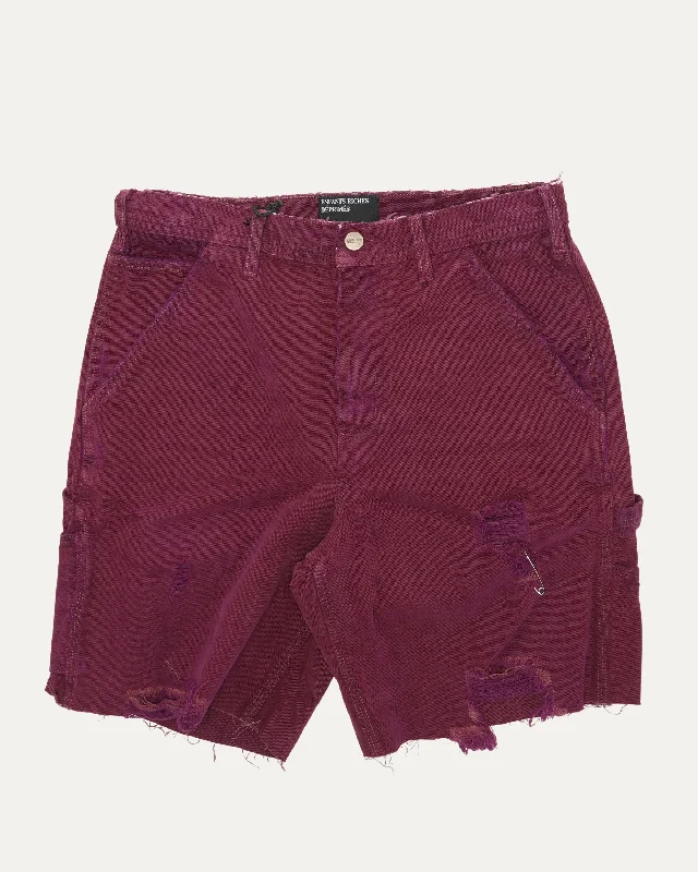 Distressed Cut Off Paint Pants Formal Linen Trousers