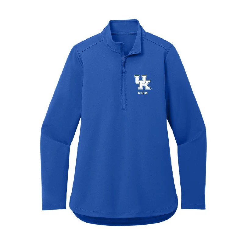 Kentucky - NCAA Women's Gymnastics : makenzie wilson - Women's Premium Quarter Zip Jacket Wool Fabric Cashmere Fabric Tweed Fabric Kentucky - NCAA Women's Gymnastics : makenzie wilson - Women's Premium Quarter Zip Jacket Wool Fabric Cashmere Fabric Tweed Fabric