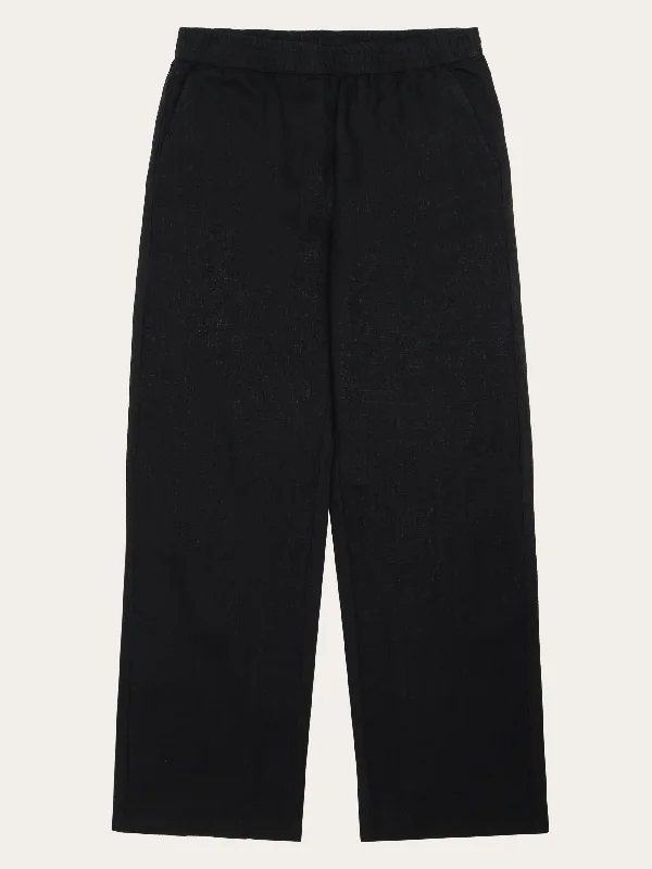 POSEY wide mid-rise linen pants - GOTS/Vegan - Black Jet Classic Cropped Pants