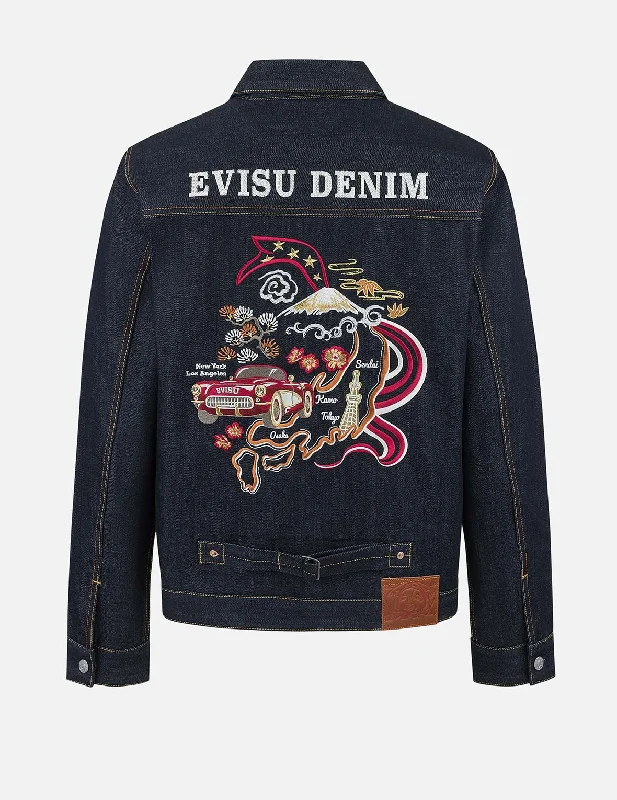 Map Appliqué Embroidery Regular Fit Denim Jacket Chenille Fabric Brocade Fabric Lace Fabric Map Appliqué Embroidery Regular Fit Denim Jacket Chenille Fabric Brocade Fabric Lace Fabric