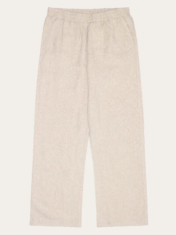 POSEY wide mid-rise linen pants - GOTS/Vegan - Yarndyed - Light feather gray Comfortable Jogger Trousers