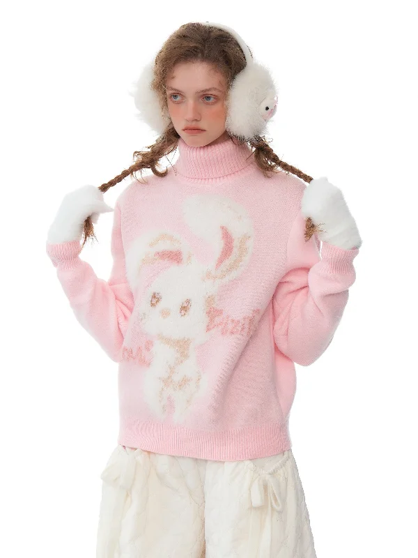 Retro Design High-grade Rabbit Soft Lazy Pink Turtleneck Sweater ZIZ0196 Nylon Fabric Polyester Fabric Spandex Fabric Retro Design High-grade Rabbit Soft Lazy Pink Turtleneck Sweater ZIZ0196 Nylon Fabric Polyester Fabric Spandex Fabric