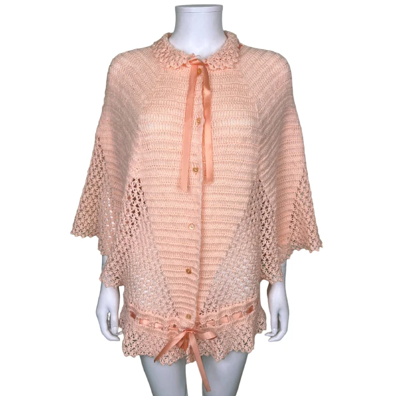 Vintage Bed Jacket Crochet Pink Wool 1920s 30s Nylon Fabric Polyester Fabric Spandex Fabric Vintage Bed Jacket Crochet Pink Wool 1920s 30s Nylon Fabric Polyester Fabric Spandex Fabric