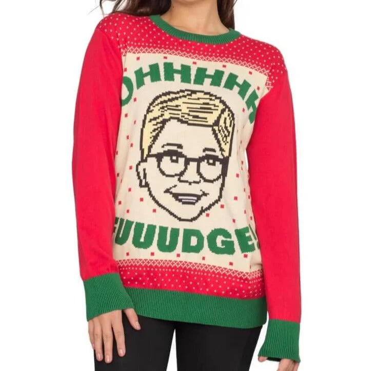 Women's A Christmas Story OHHHH FUUUDGE! Ralphie Ugly Christmas Sweater Tailored Straight A-Line Women's A Christmas Story OHHHH FUUUDGE! Ralphie Ugly Christmas Sweater Tailored Straight A-Line