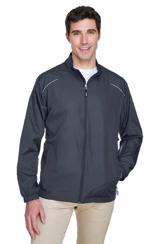 Core 365 Mens Motivate Water Resistant Full Zip Jacket - Carbon Grey Welt Pockets Slit Pockets Flap Pockets Core 365 Mens Motivate Water Resistant Full Zip Jacket - Carbon Grey Welt Pockets Slit Pockets Flap Pockets
