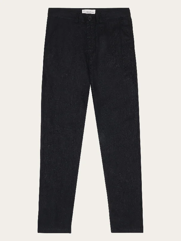 CALLA tapered mid-rise linen pants - GOTS/Vegan - Black Jet Trendy Velvet Pants