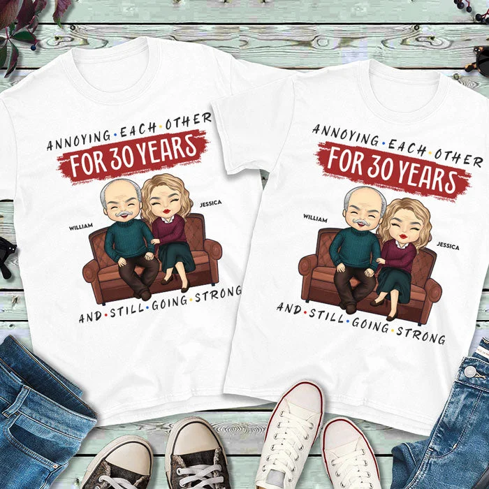 Annoying Each Other For Decades & Still Going Strong - Personalized Matching Couple T-Shirt - Gift For Couple, Husband Wife, Anniversary, Engagement, Wedding, Marriage Gift