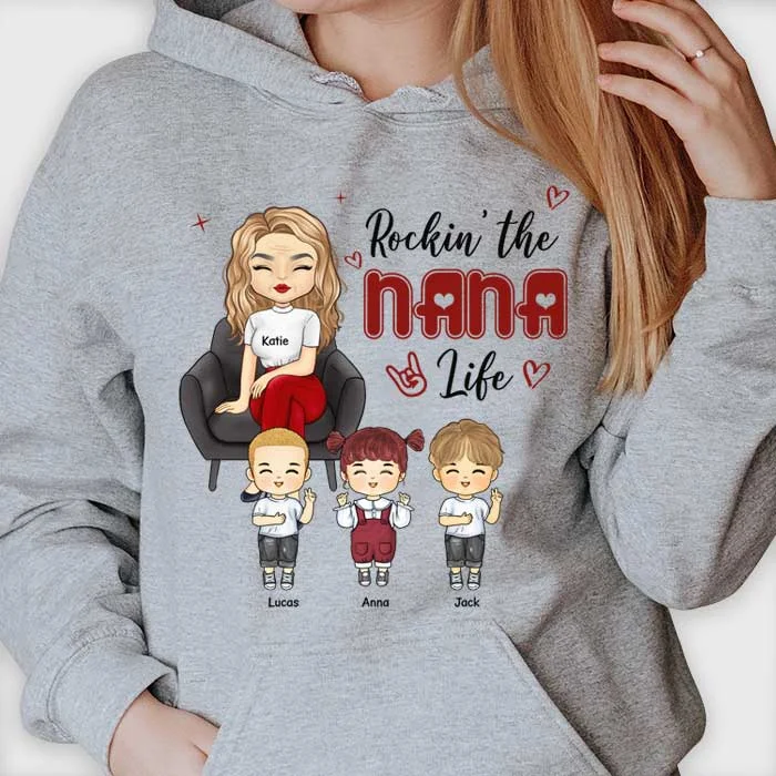 Rockin' The Mama Life - Gift For Mom, Grandma - Personalized Unisex T-shirt, Hoodie