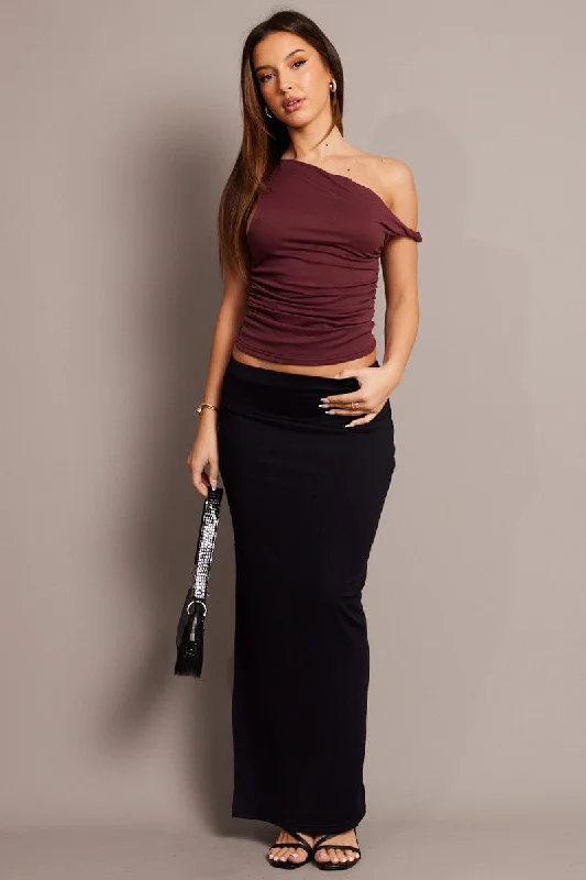 Black Supersoft Maxi Skirt Side Split