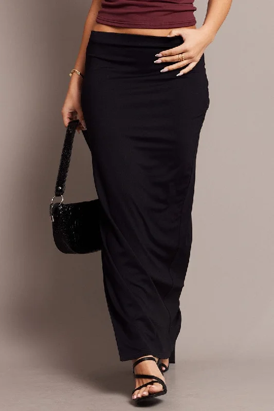 Black Supersoft Maxi Skirt Side Split